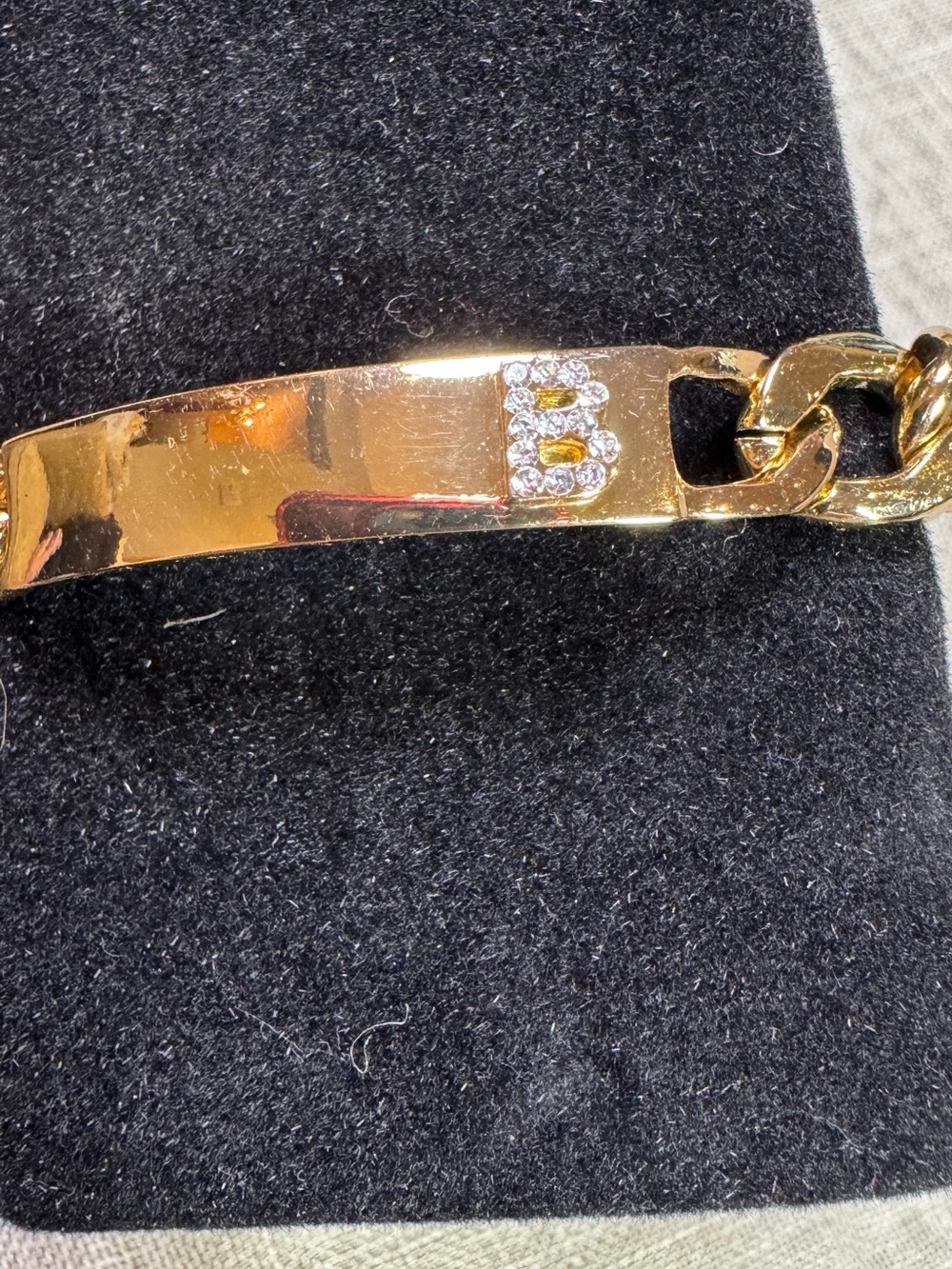 R.J. Graziano Gold-Tone ID Bracelet with Crystal 'B' Accent